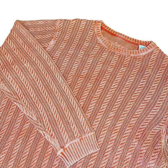 Tommy Bahama Other - Tommy Bahama Cable Knit Sweater Men’s XL Unisex Oversized Orange Peach Fall 90s
